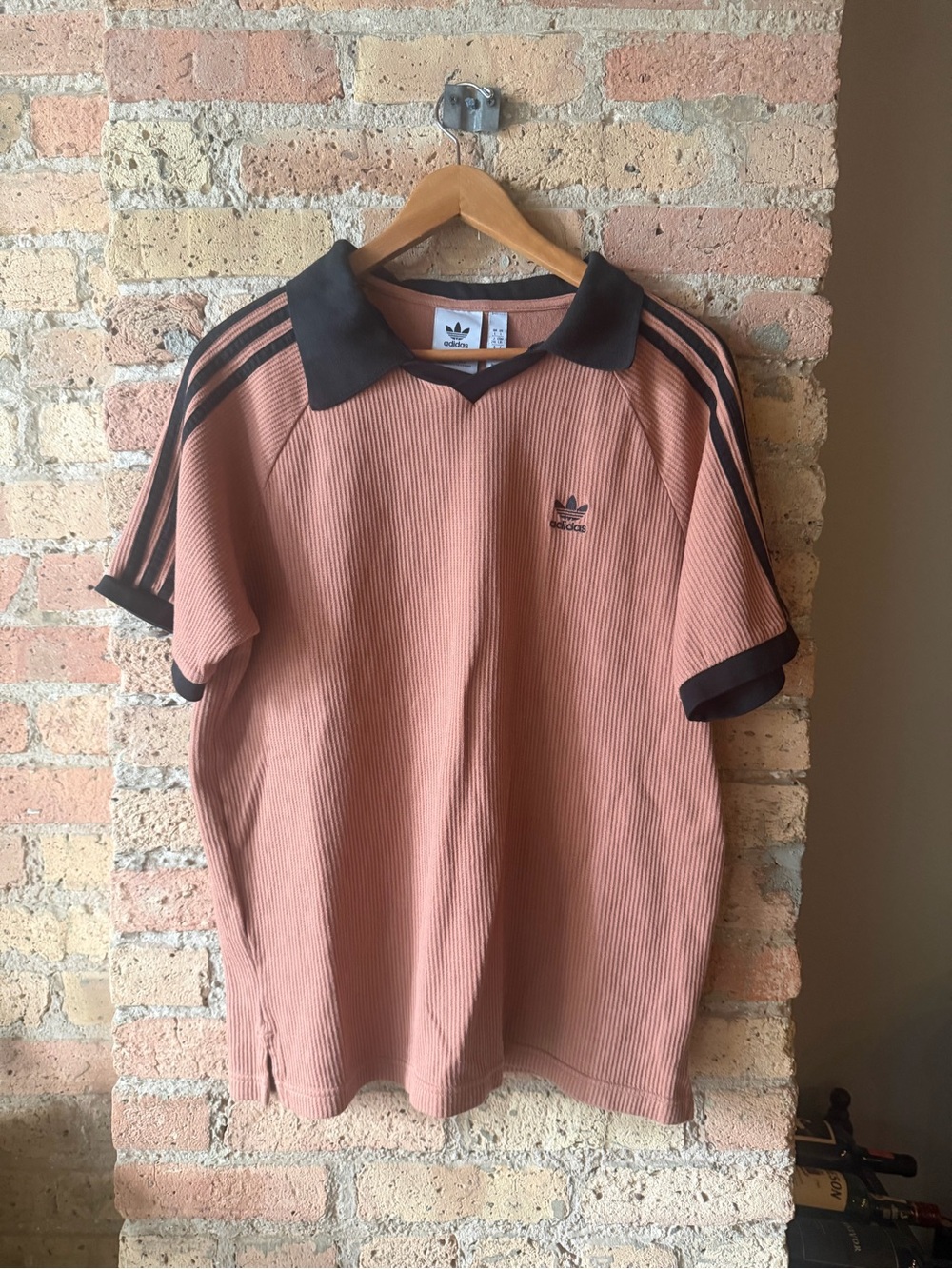 Adidas Men’s Rust Polo Shirt with Black Trim Large